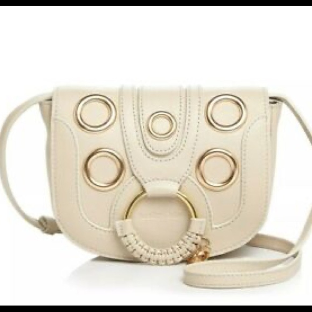 See By Chloe Cream Crossbody Bag with Gold Rings